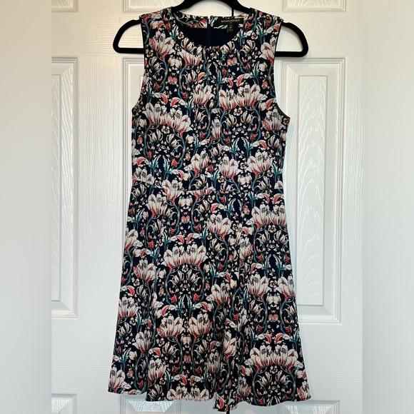 Banana Republic Navy Floral Fit & Flare Dress - Picture 1 of 4